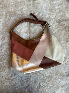 RADLEY LONDON colorblock Shoulder Bag in Brown, Cream, Blush & Metallic